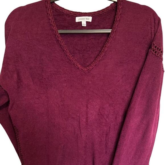 Johnny Was The Chenille Sweater Classic Whipstitch Pullover Burgundy Size Large - Picture 5 of 13
